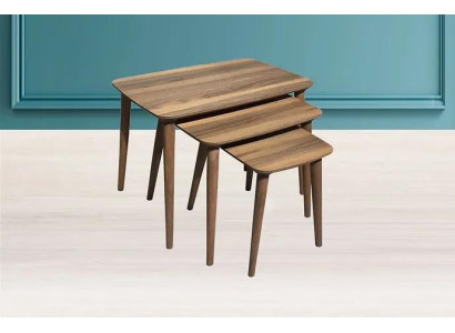 Juego de mesas de centro rectangulares 3x sala de estar comedor Marrón madera
