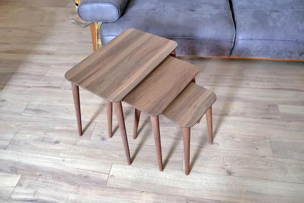Juego de mesas de centro rectangulares 3x sala de estar comedor Marrón madera