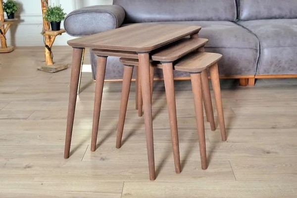 Juego de mesas de centro rectangulares 3x sala de estar comedor Marrón madera