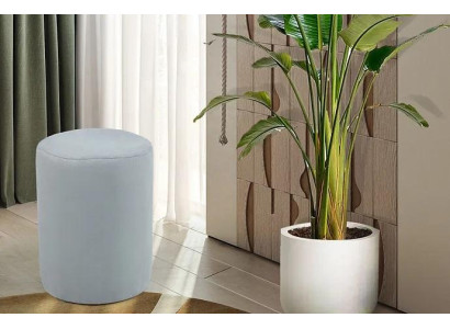 Taburete de lujo con cubierta textil blanca y estructura de MDF nueva