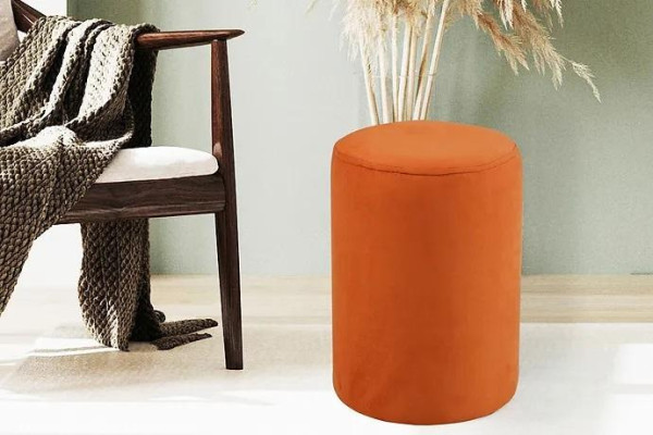 Taburete naranja de alta calidad, nuevo taburete de tela de aglomerado.