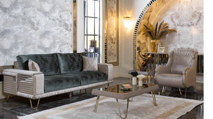 Sala de estar Conjunto completo de asientos Sofá de tres plazas Sillón de una plaza Juego de 2 piezas