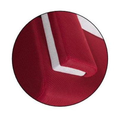 Sofá de esquina elegante rojo en forma de L, diseño de salón de madera eleganteguarda.
