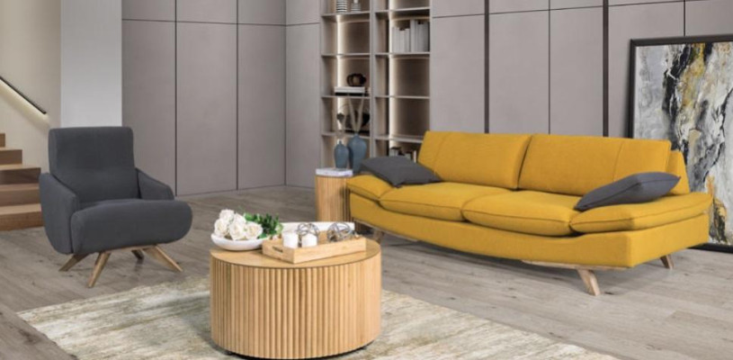 Elegante juego de sala, diseñador de sofá de lujo de 3 plazas con 2 sillones.