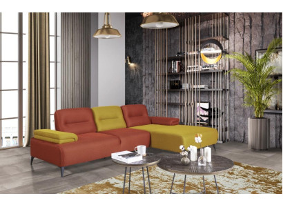 Sofá de esquina en forma de L bicolor, sofá de salón de diseñador, sofá moderno.