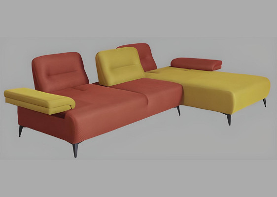 Sofá de esquina en forma de L bicolor, sofá de salón de diseñador, sofá moderno.