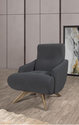 Silla de salón gris, diseño de una sola plaza, sillón tapizado, muebles de sala de estar