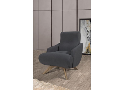 Silla de salón gris, diseño de una sola plaza, sillón tapizado, muebles de sala de estar