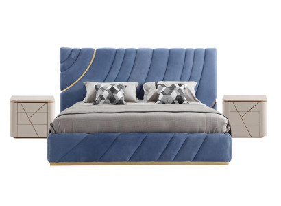 Dormitorio juego Cama 2x Mesitas de noche 3 piezas Azul nuevo Moderno Completo Muebles de lujo