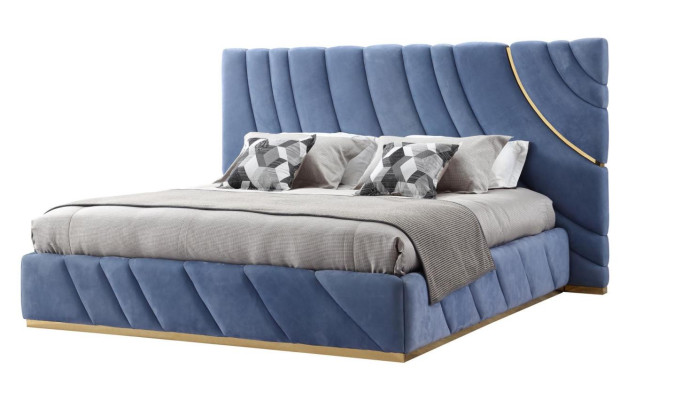 Dormitorio juego Cama 2x Mesitas de noche 3 piezas Azul nuevo Moderno Completo Muebles de lujo