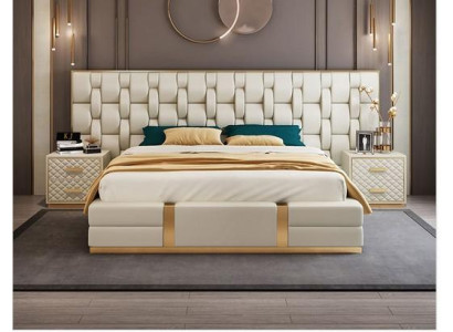 Conjunto de dormitorio de lujo Juego completo de muebles de habitación Cama Mesita de noche Mobiliario