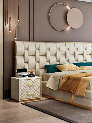 Conjunto de dormitorio de lujo Juego completo de muebles de habitación Cama Mesita de noche Mobiliario