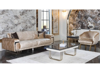 Sala de estar Conjunto de sofás modernos Sofá de tres plazas Sillón acolchado Mesa de centro