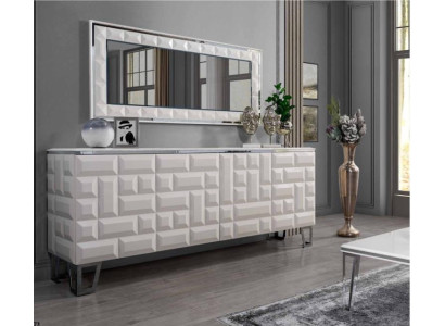 Cómoda de lujo blanca Espejo rectangular de diseñador Aparador moderno