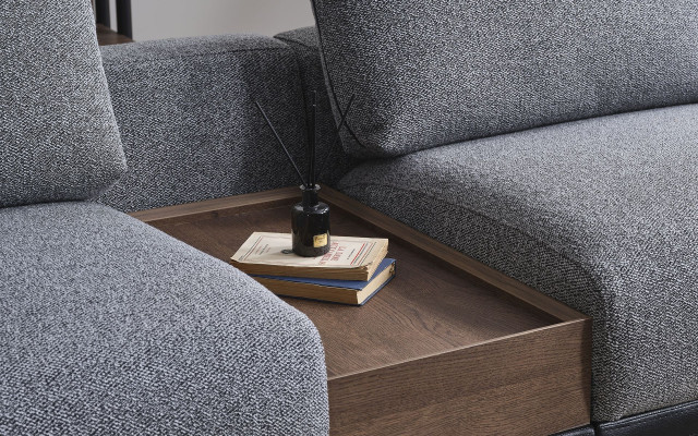 Conjunto de sala de estar de lujo en gris Sofá de esquina en forma de L, sofá, sillón acolchado de 3 piezas.