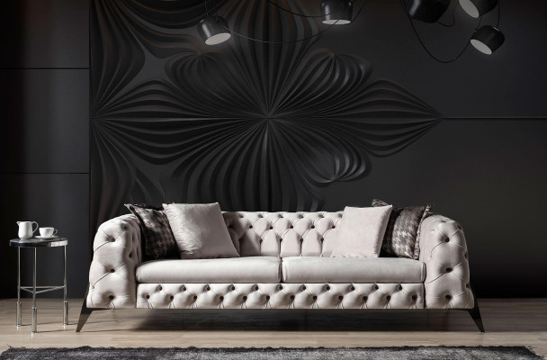 Sala de estar gris claro Chesterfield 4+3 sofá de lujo sillón