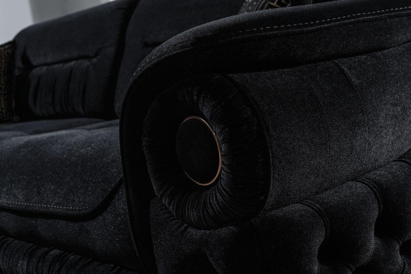 Set de sala de estar negro Sofá exclusivo Sillón RTV mueble de salón