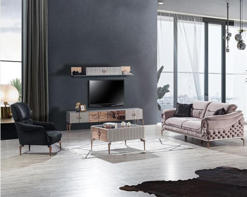 Conjunto de sala de estar de lujo sofá de lujo sillón de diseñador televisión unidad de almacenamiento