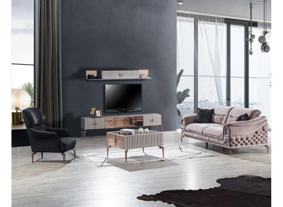 Conjunto de sala de estar de lujo sofá de lujo sillón de diseñador televisión unidad de almacenamiento
