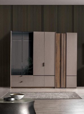 Armario beige diseñador Muebles de dormitorio Diseño moderno de muebles