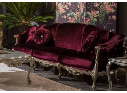 Tres plazas sofá de lujo 3 plazas sofás asiento tela diseño sofá estilo Burdeos