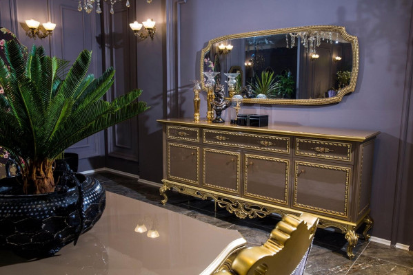 Aparador con espejo Cómoda armario Barroco Rococó Muebles Cómodas de lujo