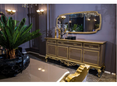 Aparador con espejo Cómoda armario Barroco Rococó Muebles Cómodas de lujo