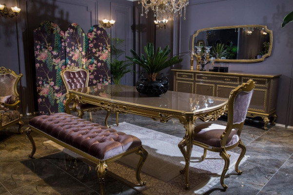 Aparador con espejo Cómoda armario Barroco Rococó Muebles Cómodas de lujo