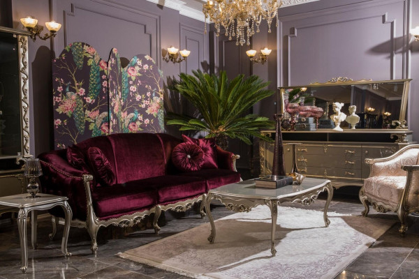 Tres plazas sofá de lujo 3 plazas sofás asiento tela diseño sofá estilo Burdeos