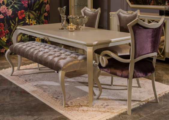 Conjunto de comedor de diseño 8 piezas, mesa de comedor, silla, cómoda, vitrina, taburete, madera.