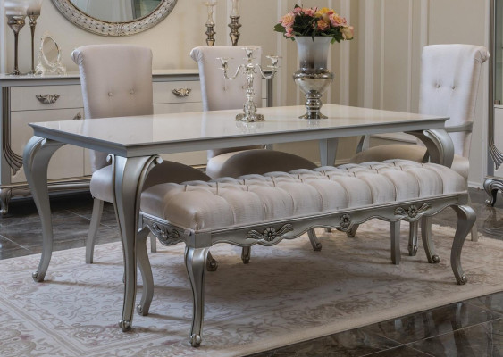 Conjunto de comedor de 9 piezas, mesa, silla, cómoda, vitrina, espejo, mesas de comedor de madera.