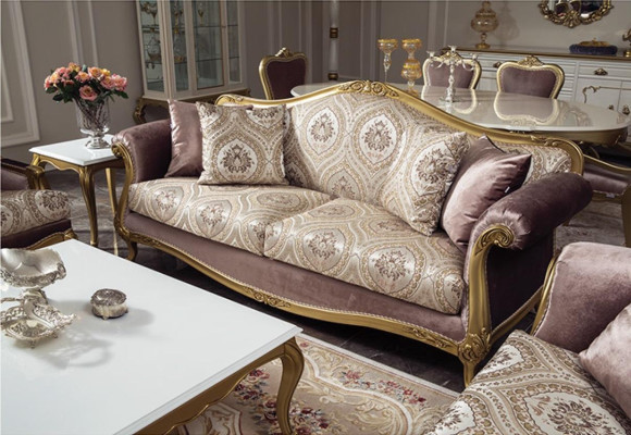 Sofá de lujo, mesa de centro, sofás, sillones, conjunto de sofás de tela de 4 piezas de terciopelo.