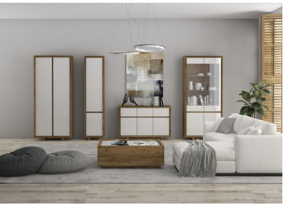 Juego de sala: vitrina, cómoda, paredes de sala, cómodas, armario, mesa, muebles de madera de 4 piezas.