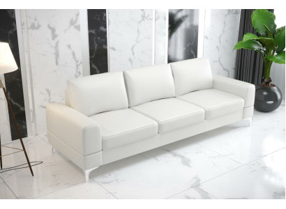 Sofá elegante y moderno de 3 plazas en textil blanco para diseño de sala de estar, nuevo y acolchado.
