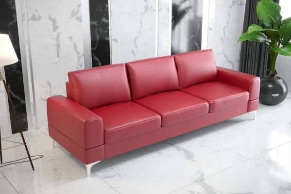 Sofá elegante y moderno de 3 plazas en textil blanco para diseño de sala de estar, nuevo y acolchado.