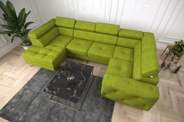 Conjunto de salón Sofá Diván Acolchado Esquina Textil Cuero artificial Sofá de esquina elegante en forma de U
