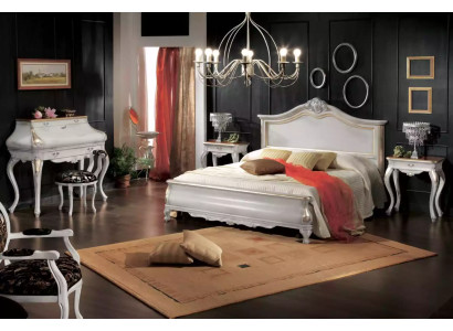 Muebles de dormitorio blancos 2 mesitas de noche Tocador Cama moderna 4 piezas