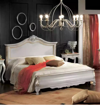 Muebles de dormitorio blancos 2 mesitas de noche Tocador Cama moderna 4 piezas