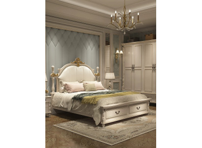 Lujo cama acolchada diseño doble camas Hotel real muebles de madera barroca nuevos.