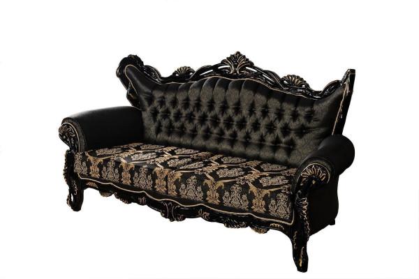 Muebles de estilo barroco negro, conjunto de sofás, sofá, sofá cama, muebles tapizados, mesa, 5 piezas.