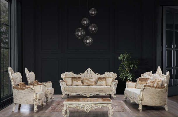 Juego de sofá conjunto de sillones estilo barroco rococó de 4 piezas con mesa de centro muebles