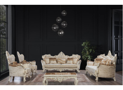 Juego de sofá conjunto de sillones estilo barroco rococó de 4 piezas con mesa de centro muebles