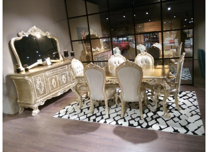 Conjunto de comedor clásico Mesa con 6 sillas Aparador Completo 8 piezas.