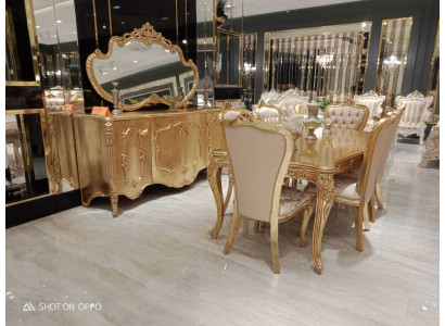 Juego de comedor 6 sillas mesa de comedor diseñador madera aparador conjunto de 8 piezas