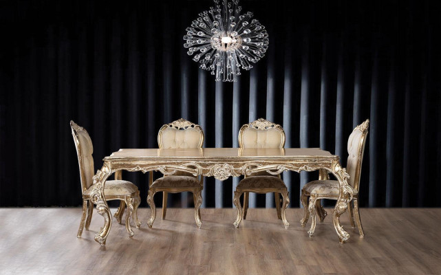 Conjunto de comedor Art Deco elegante: mesa de comedor diseñada con sillas.