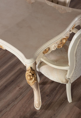 Mesa de comedor Conjunto Grupo Mesa de comedor Silla Set Cómoda Espejo de 6 piezas