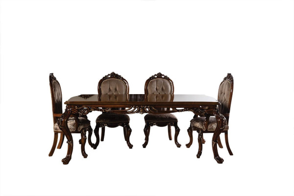 Conjunto exclusivo de comedor clásico con aparador y espejo.