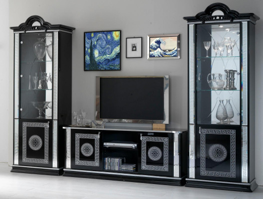 Mueble de salón conjunto vitrina cómoda estante de pared vitrinas paredes del salón set de 3 piezas.