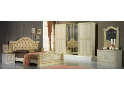 Dormitorio Chesterfield cama de cuero de 6 piezas conjunto de muebles de diseño mesita de noche cómoda