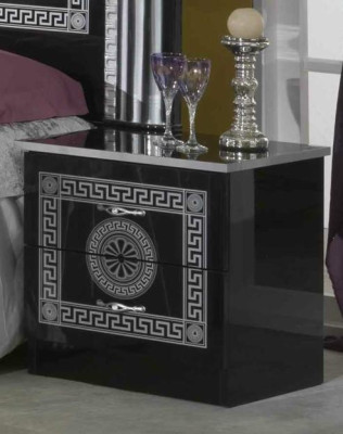 Conjunto completo de dormitorio negro con cómoda, estilo cama, juego de 6 piezas. Barroco nuevo.